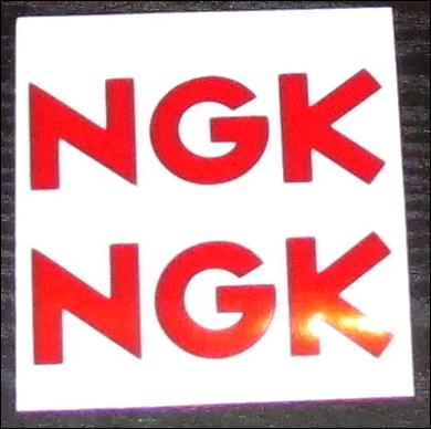 Ngk spark plug logo vinyl decal (2) 3" gloss red! suzuki/yamaha/honda/kawasaki