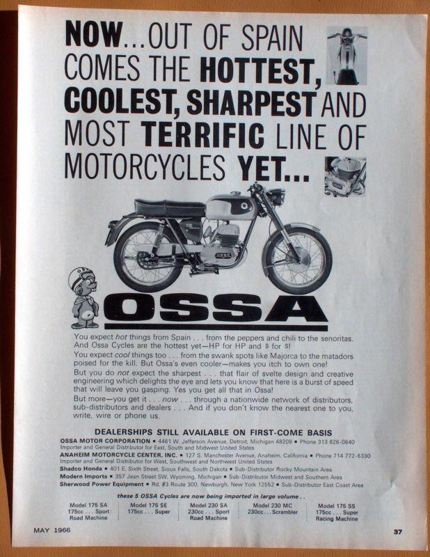 0935   1966 ossa motorcycles single page ad!