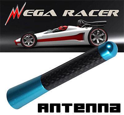 Pontiac 3 in/76 mm jdm 1pc blue carbon fiber universal screw type short antenna