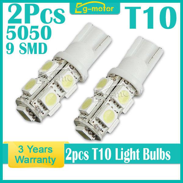 2pcs white t10 w5w 194 168 8 led 5050 9smd light bulb wedge side dashboard lamp