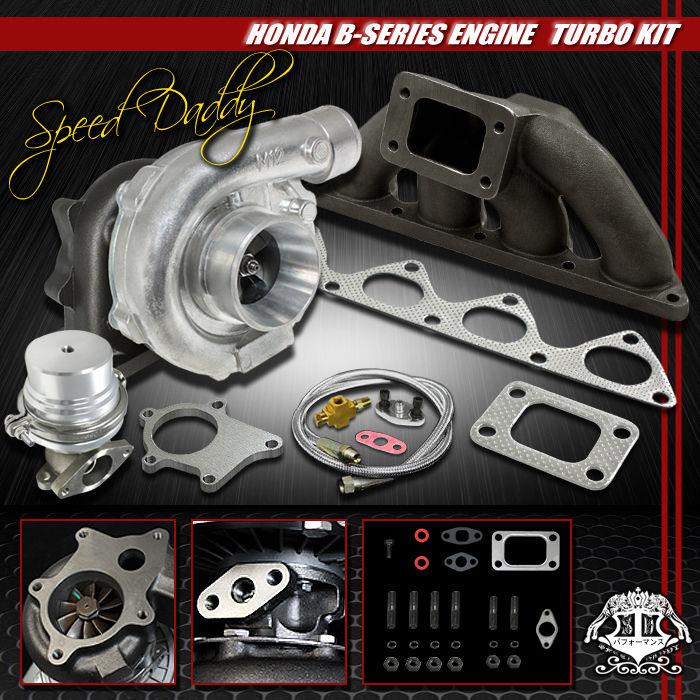 T04 5p t3/t4 turbo kit turbocharger+cast manifold+wg b16/b18 civic/prelude/dc1-2