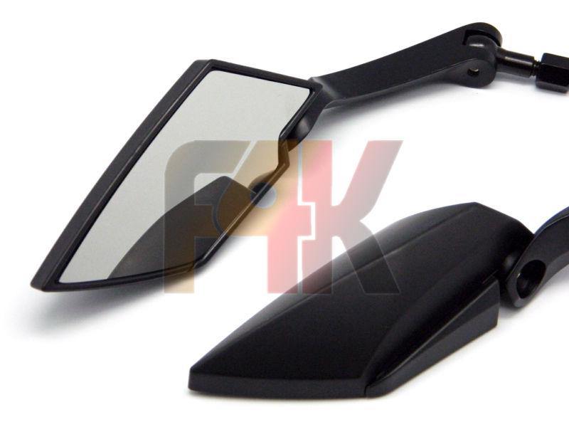 New solid black motorcycle cruiser bobber rearview mini mirrors 8mm 10mm adapter