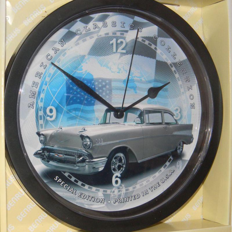 1957 chevrolet 210 decorative 10 inch wall clock - blk frame #504sd