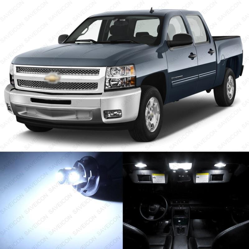 10 x xenon white led interior light package for 2007 - 2013 chevy silverado 