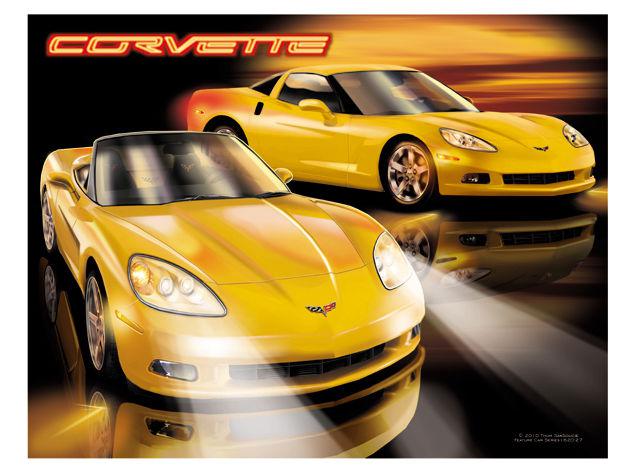 C6 corvette  signed geclee art print choice of color 