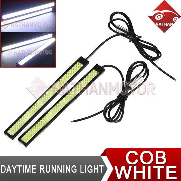 2pcs 12v led cob car auto drl driving daytime running lamp pure white light wow