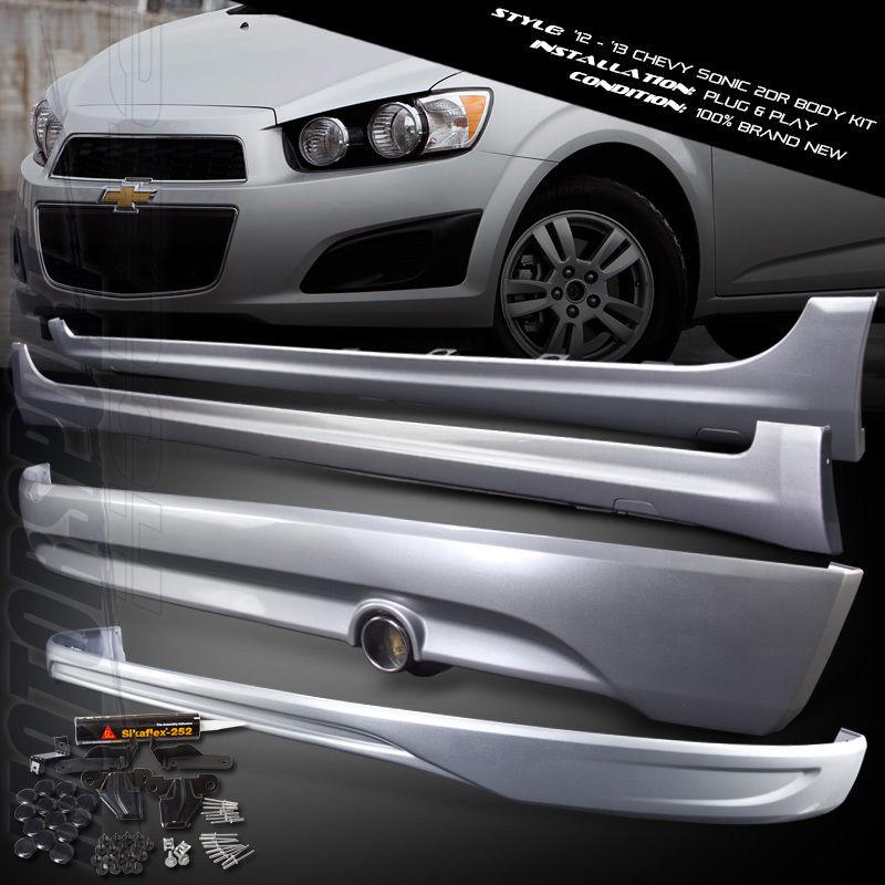 Chevy sonic hatchback lip spoiler w diffuser body side skirt sport 4x body kit