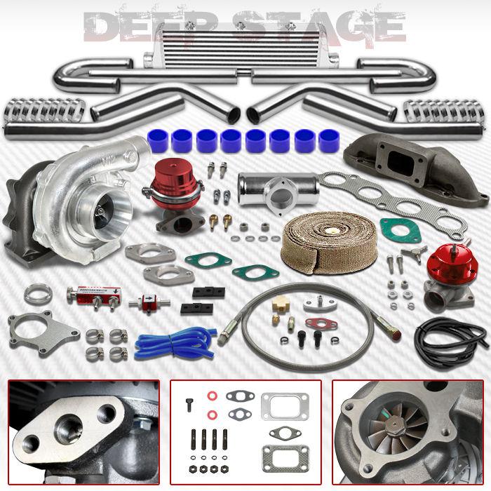 T04e t3t4 11pc turbo kit w/intercooler+wastegate+cast manifold civic si/rsx k20