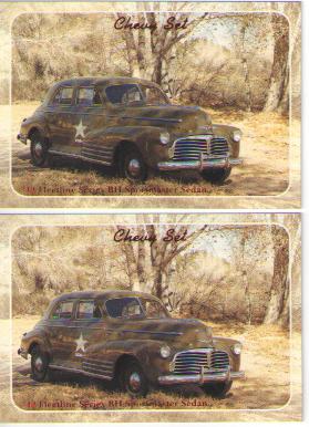 1942 chevy sedan baseball card sized cards - lot of 2 - must see !!