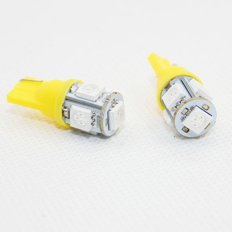 2pcs t10 5050 smd orange amber car wedge 5 led light bulb lamp w5w 168 193 194 