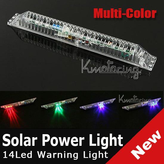 Car 14led solar power multi-color flash warning satefy rainproof suction light