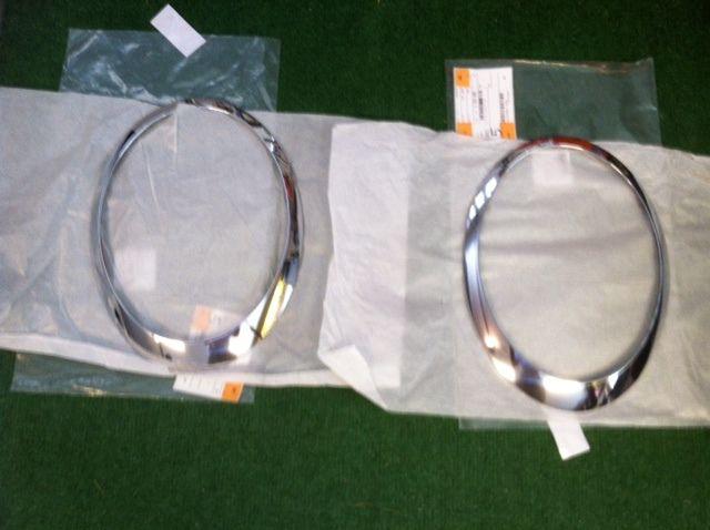  mini cooper r55 r56 r57 headlight trim rings chrome oem 