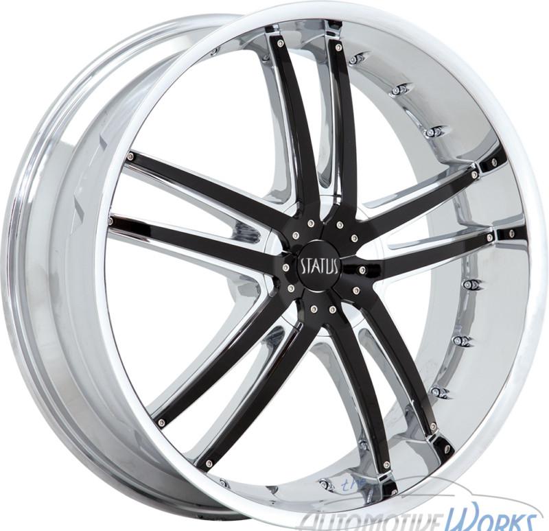 22x9 status fang 5x114.3 5x4.5 5x120 +40mm chrome rims wheels inch 22"