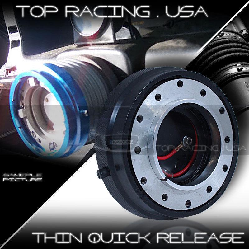  universal jdm 6-hole racing steering wheel 1.5" thin quick release hub black