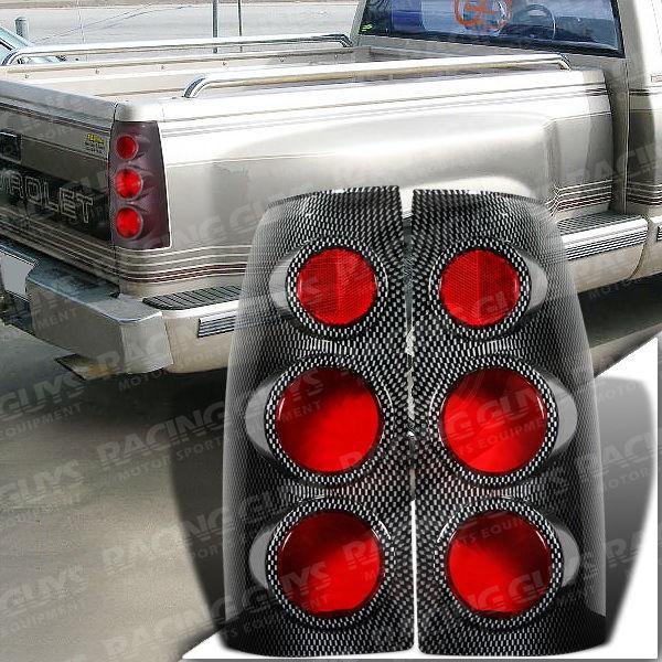 94-99 chevy tahoe carbon rear trunk tail light turn singal back up lamp covers