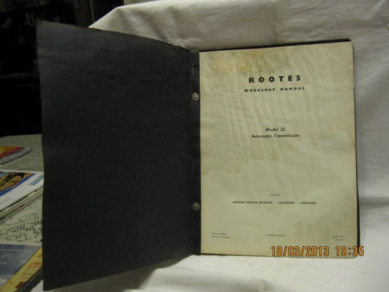 Vintage original 1962 rootes model 35 automatic transmission workshop manual