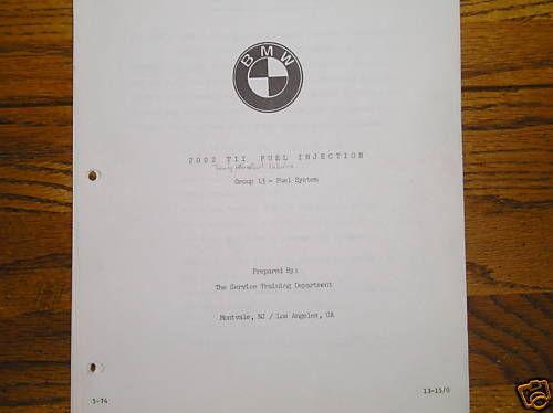 Bmw 2002 tii fuel injection maintenance manual