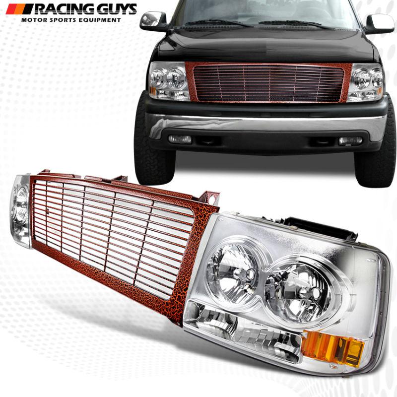 00 01 02 03 04 06 chevy suburban chrome headlight+custom uniquie designed grille