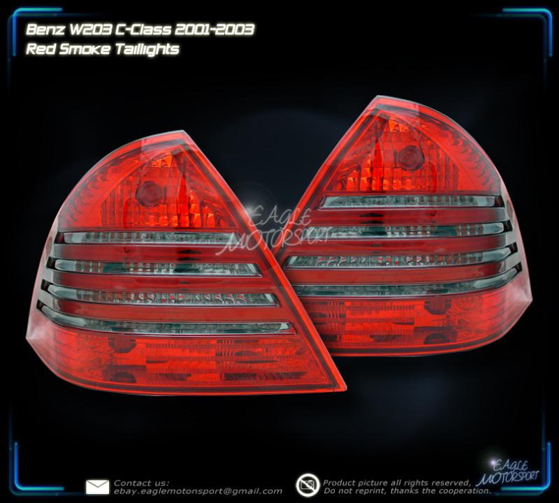 2001-2003 mercedes benz w203 c class red smoke tail lights rear lamps assembly