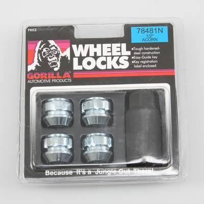 Gorilla wheel locks 1/2-20" conical seat - 60 degree set of 4 chrome 78481n