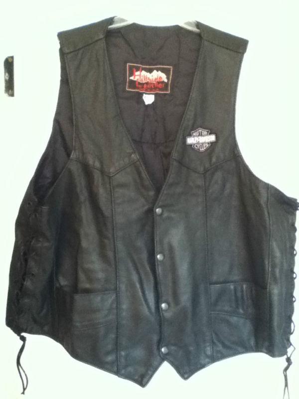 Hillside leather men's vest (size 54) black - motorcycle biker vest nice!