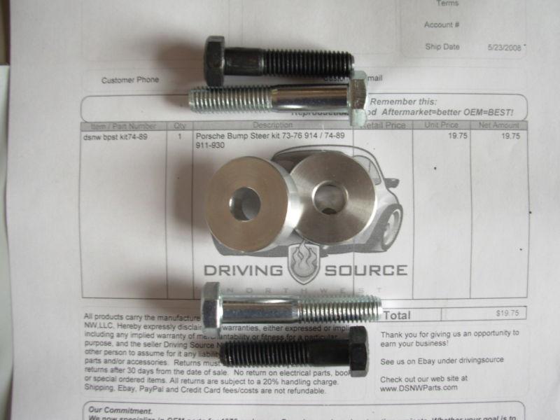 Porsche steering rack bump spacer kit, 65-89, 911 carrera 912 914 930 turbo