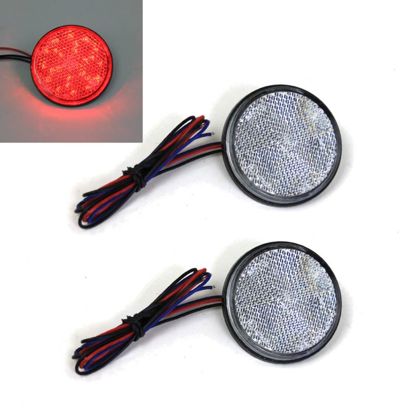 Red led round reflector tail brake stop marker light car truck trailer rv motor