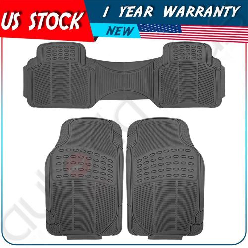 Deep dish heavy car floor mats 3pc  black all weather trim fit universal