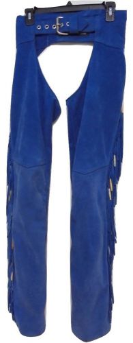 California creations leathers women&#039;s fringed bone beads blue leather chaps xs