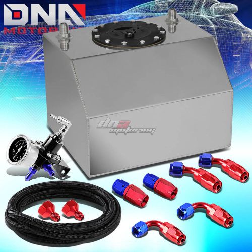 4 gallon polished aluminum fuel oil tank+cap+line kit+pressure regulator black