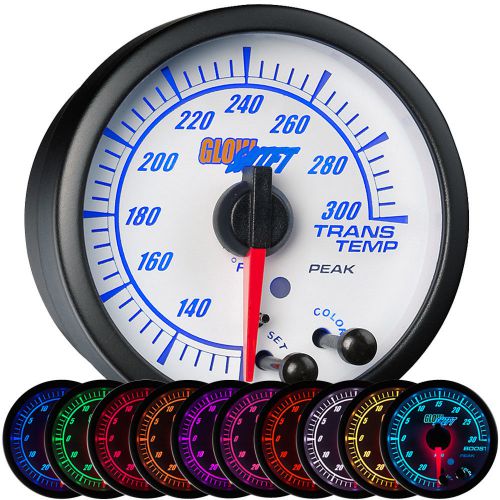 52mm glowshift white elite electric transmission temp 300° f gauge w warning