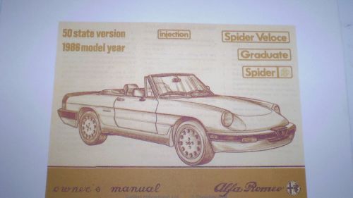 Alfa romeo spider owner&#039;s manual  - 1986 - on pdf