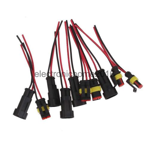 5 kit 2 pin car waterproof electrical connector plug wire installation awg