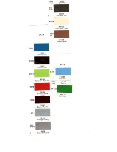 1975 1976 1977 1978 1979 1980 saab 99 900 gl gle paint chips 7778dz 12pc