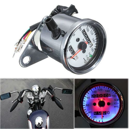 Motorcycle chopper dual odometer speedometer gauge led backlight signal light