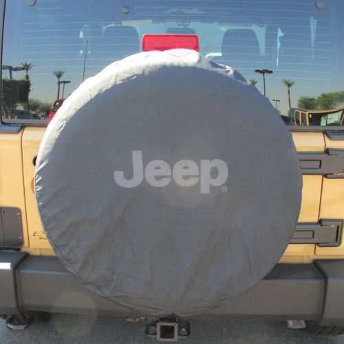 Jeep wrangler black denim grey &#034;jeep&#034; logo spare tire cover mopar oem