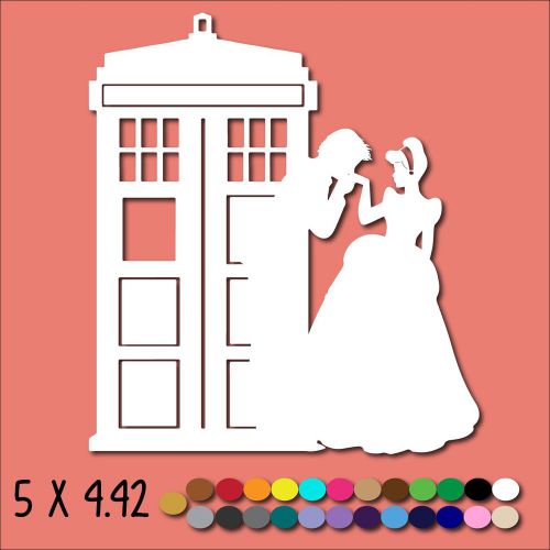 Doctor who and cinderella vinyl decal sticker, cute, tardis, princess, macbook