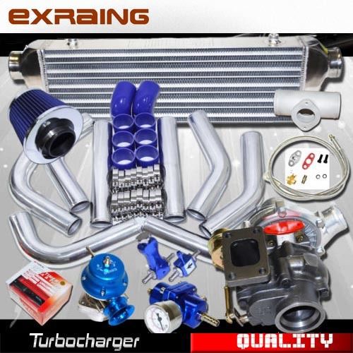 Diy universal turbo kits t3/t4 w internal wastegate+ intercooler+2.5&#034; piping kit