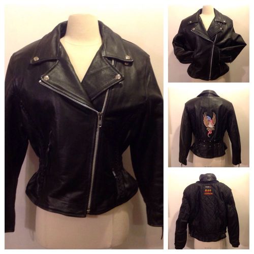 Motor cycle leather jacket women with harley davidson logo by hot leather nwot