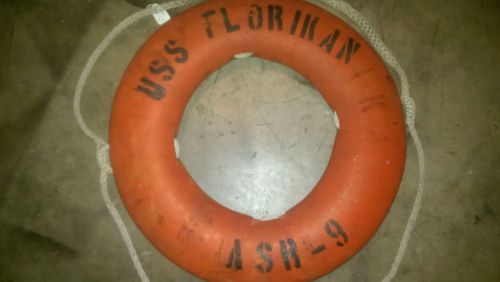 Ship boat buoy  uss florikan  military  float life ring od 21-3/4 used