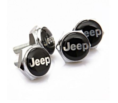4pcs chrome metal sports style license plate frame bolt screws for jeep black