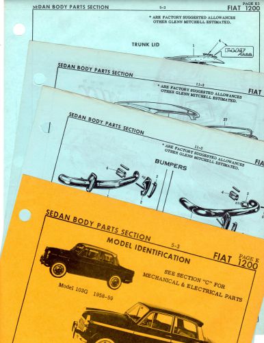 1958 1959 1960 1961 fiat 1200 sedan body parts frame crash sheets originals mf 2