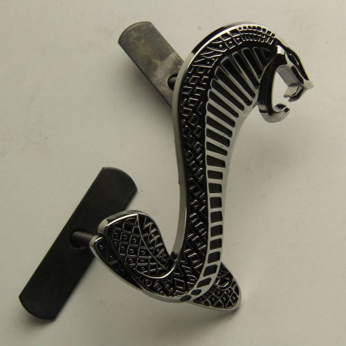 3d chrome silver cobra snake front grill grille emblem badge for ford mustang