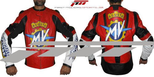 Mv agusta red motorbike racing leather jacket all sizes....