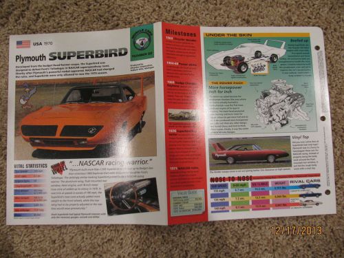 ★★ 1970 plymouth superbird - collector brochure specs info ★★