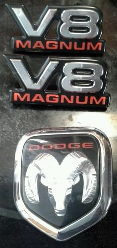 Dodge ram durango v8 fender hood   emblem ornament badge set lot  gc 