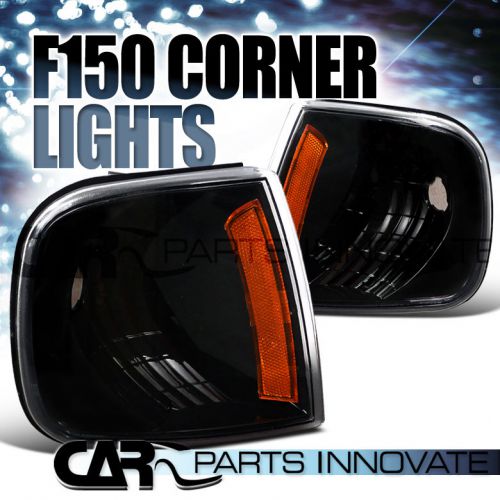 97-02 ford f150 expedition black corner lamp turn signal lights+amber