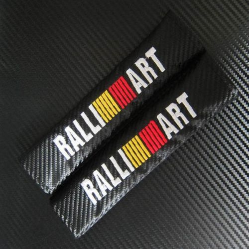 Car seat belt shoulder pad carbon fiber ralliart for lancer ex 2pcs set