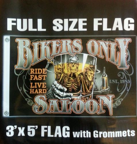 Bikers only saloon 3&#039; by 5&#039; flag. free shipping