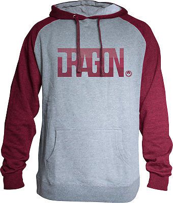 Dragon firm mens pullover hoodie burgundy heather/gray/red xl